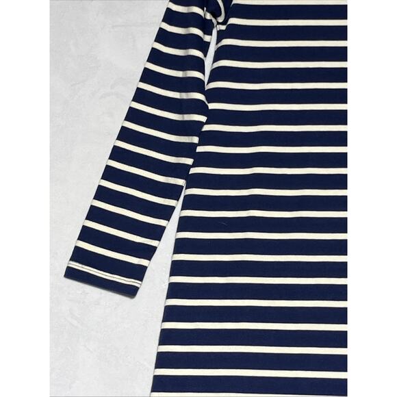 Vineyard Vines Girls Large 14 Funnel Neck Stripe Knit Dress Blue White Cotton - Picture 9 of 16